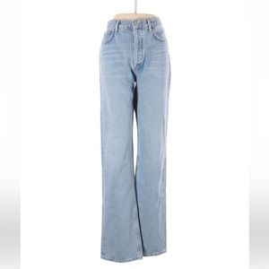Agolde Lana Straight Leg Flare Kick light wash jeans, sz 28
